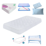 Combo 5 piezas, Colchón Bebe + Protector Fluidos +Sabana +Almohada + Funda